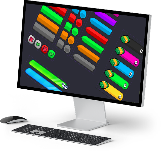 UI showcased on desktop display
